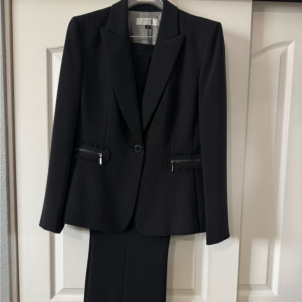 Black Pinstripe Blazer and Pants Set